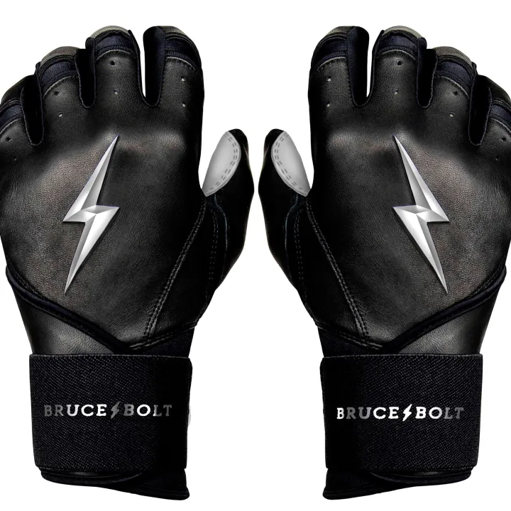 New CHROME Series Long Cuff Batting Gloves Black|Batting Gloves