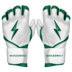 Hot CHROME Series Long Cuff Batting Gloves White|Green