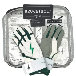 Hot CHROME Series Long Cuff Batting Gloves White|Green