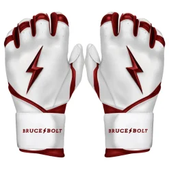 Outlet CHROME Series Long Cuff Batting Gloves White|Red