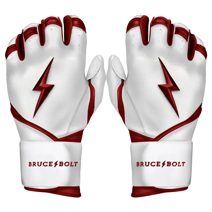 Outlet CHROME Series Long Cuff Batting Gloves White|Red