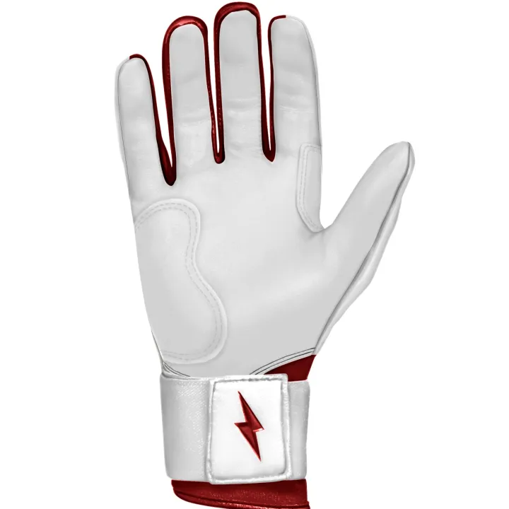 Outlet CHROME Series Long Cuff Batting Gloves White|Red