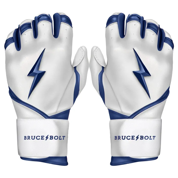 New CHROME Series Long Cuff Batting Gloves White|Blue