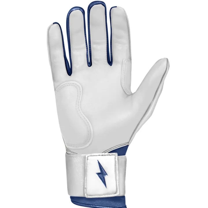 New CHROME Series Long Cuff Batting Gloves White|Blue