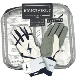 New CHROME Series Long Cuff Batting Gloves White|Blue