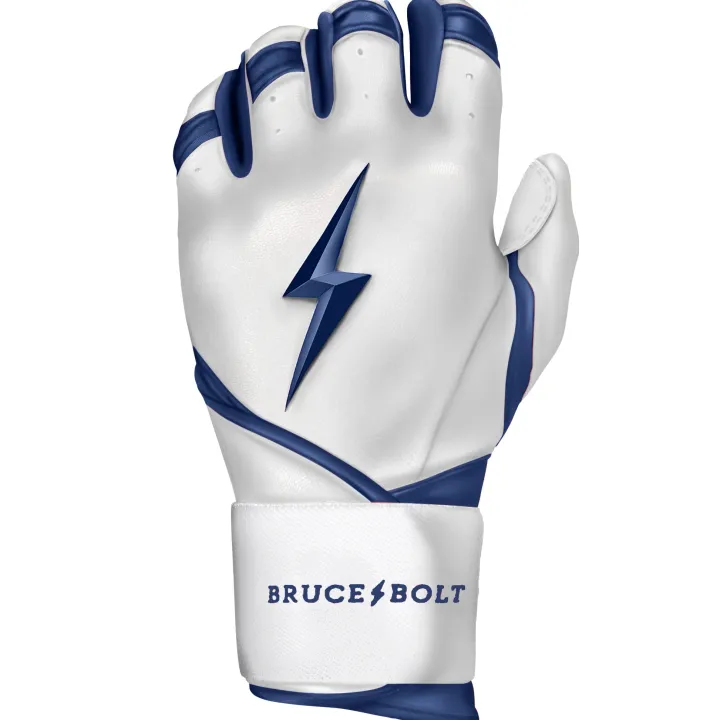 New CHROME Series Long Cuff Batting Gloves White|Blue