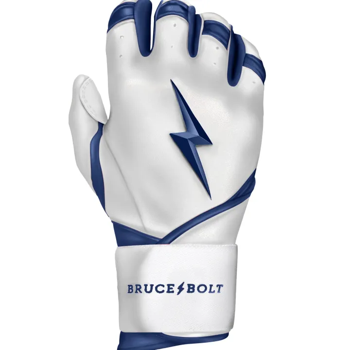 New CHROME Series Long Cuff Batting Gloves White|Blue