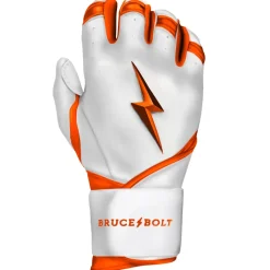 Sale CHROME Series Long Cuff Batting Gloves White|Orange