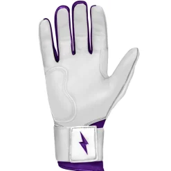 Clearance CHROME Series Long Cuff Batting Gloves White|Purple