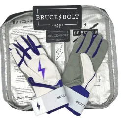 Clearance CHROME Series Long Cuff Batting Gloves White|Purple