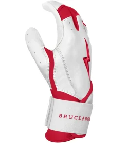 New CHROME Series Long Cuff Batting Gloves White|Red