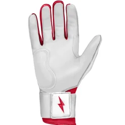 New CHROME Series Long Cuff Batting Gloves White|Red