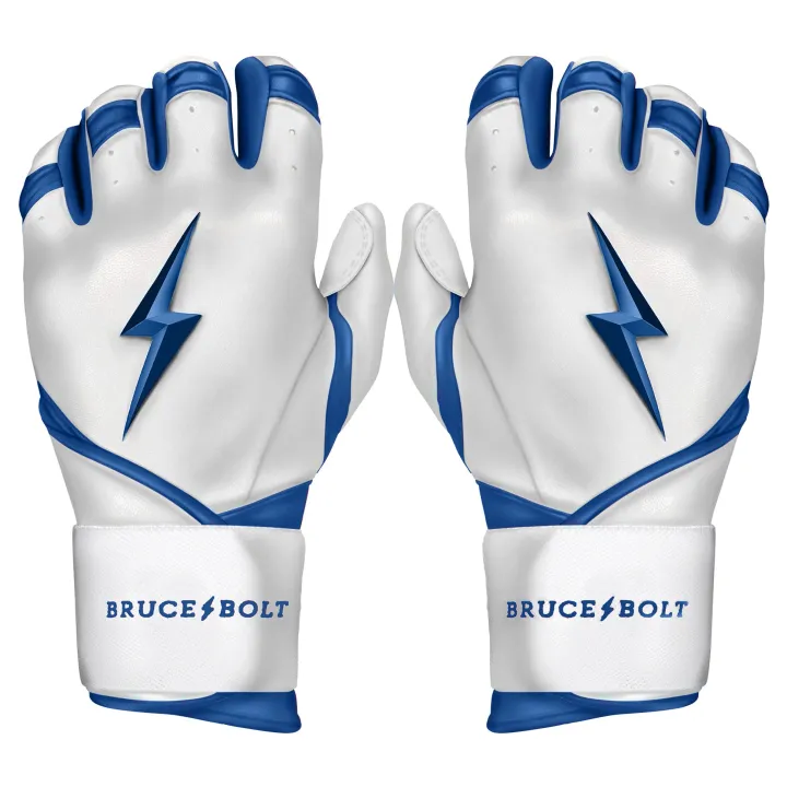 CHROME Series Long Cuff Batting Gloves Blue|White