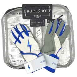 CHROME Series Long Cuff Batting Gloves Blue|White