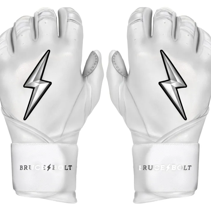 New CHROME Series Long Cuff Batting Gloves White|Batting Gloves