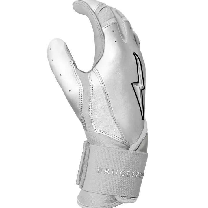 New CHROME Series Long Cuff Batting Gloves White|Batting Gloves