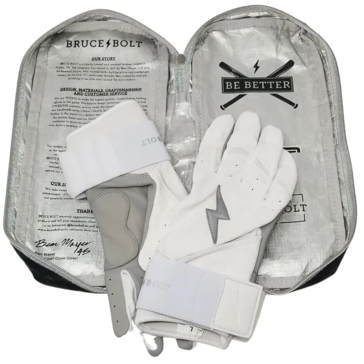 New CHROME Series Long Cuff Batting Gloves White|Batting Gloves