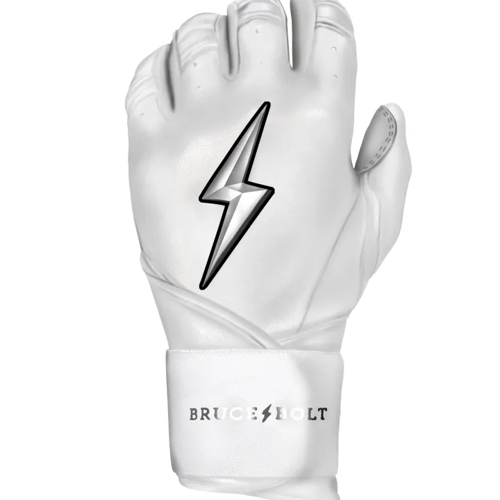 New CHROME Series Long Cuff Batting Gloves White|Batting Gloves