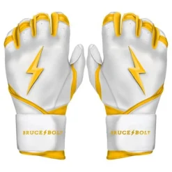 Sale CHROME Series Long Cuff Batting Gloves White|Yellow