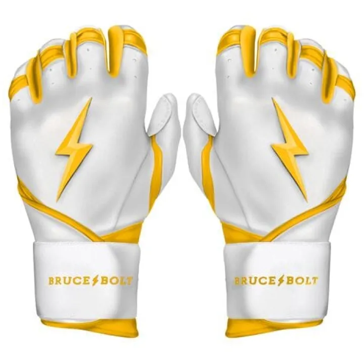 Sale CHROME Series Long Cuff Batting Gloves White|Yellow