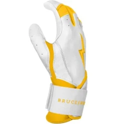 Sale CHROME Series Long Cuff Batting Gloves White|Yellow