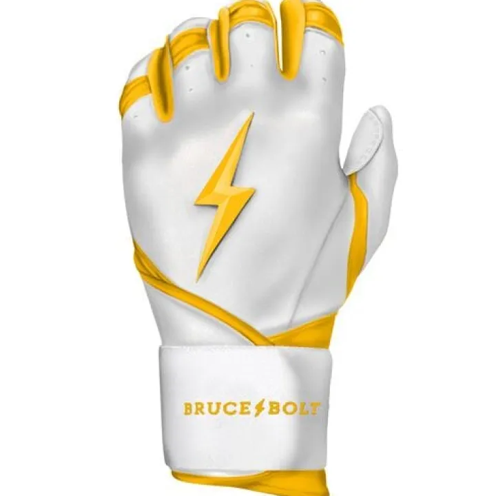 Sale CHROME Series Long Cuff Batting Gloves White|Yellow