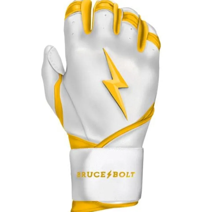 Sale CHROME Series Long Cuff Batting Gloves White|Yellow