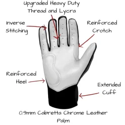 New CHROME Series Short Cuff Batting Gloves Black|Batting Gloves