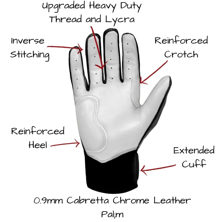 New CHROME Series Short Cuff Batting Gloves Black|Batting Gloves