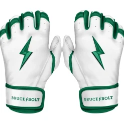 Online CHROME Series Short Cuff Batting Gloves White|Green