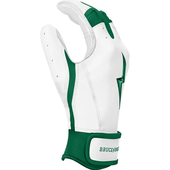Online CHROME Series Short Cuff Batting Gloves White|Green