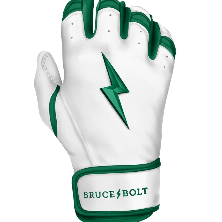 Online CHROME Series Short Cuff Batting Gloves White|Green