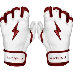 Online CHROME Series Short Cuff Batting Gloves White|Red
