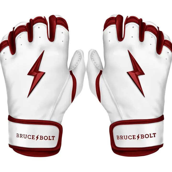 Online CHROME Series Short Cuff Batting Gloves White|Red