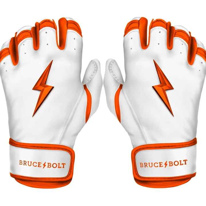 Discount CHROME Series Short Cuff Batting Gloves White|Orange