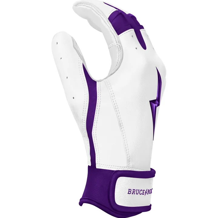 Best CHROME Series Short Cuff Batting Gloves White|Purple