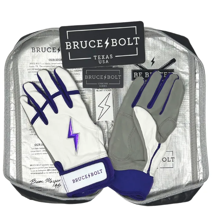 Best CHROME Series Short Cuff Batting Gloves White|Purple