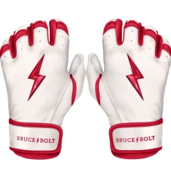 Hot CHROME Series Short Cuff Batting Gloves White|Red