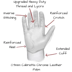 Sale CHROME Series Short Cuff Batting Gloves White|Batting Gloves