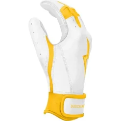 Hot CHROME Series Short Cuff Batting Gloves White|Yellow