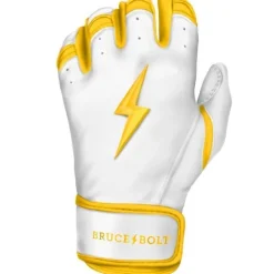 Hot CHROME Series Short Cuff Batting Gloves White|Yellow