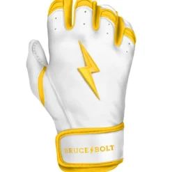 Hot CHROME Series Short Cuff Batting Gloves White|Yellow