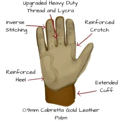 GOLD Series Short Cuff Batting Gloves Specialty|Gold