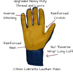 Long Cuff Batting Gloves Blue|Batting Gloves