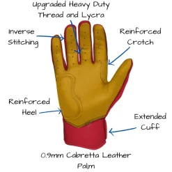Short Cuff Batting Gloves Red|Batting Gloves