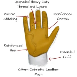 Discount Short Cuff Batting Gloves White|Batting Gloves